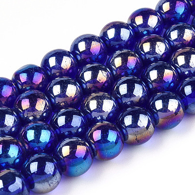 Electroplate Transparent Glass Beads Strands GLAA-T032-T4mm-AB15-1