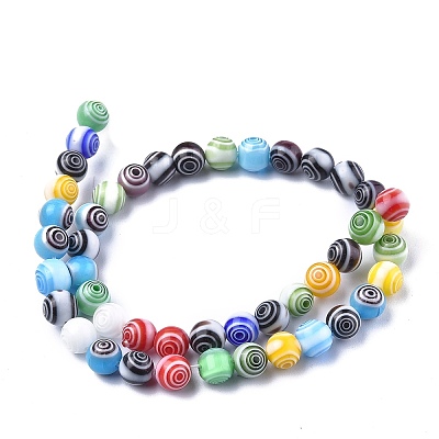 Handmade Millefiori Glass Round Beads Strands X-LK-R004-93-1