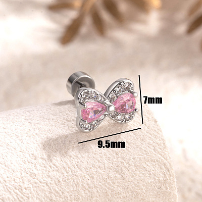 304 Stainless Steel Cubic Zirconia Stud Earrings FS-WGE3C70-02-1