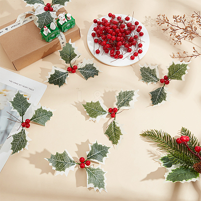 600Pcs Foam Artificial Red Holly Berries Model AJEW-GO0004-35-1