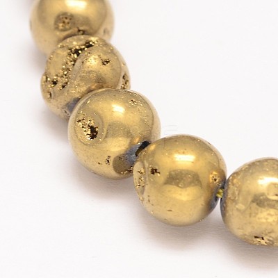 Round Electroplate Natural Quartz Crystal Bead Strands G-L447-09D-1