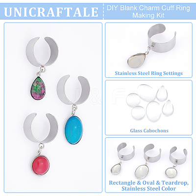 DIY Blank Charm Cuff Ring Making Kit RJEW-AB00006-1