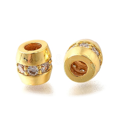 Brass Micro Pave Clear Cubic Zirconia Beads KK-XCP0001-93G-1