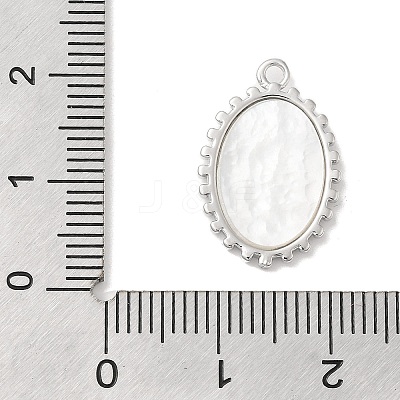 Brass Pave Shell Pendants KK-Z073-28P-1