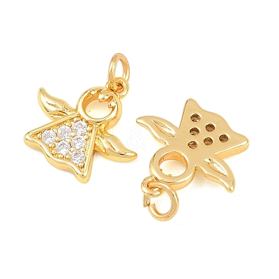 Brass Micro Pave Cubic Zirconia Charms KK-F927-23G-1