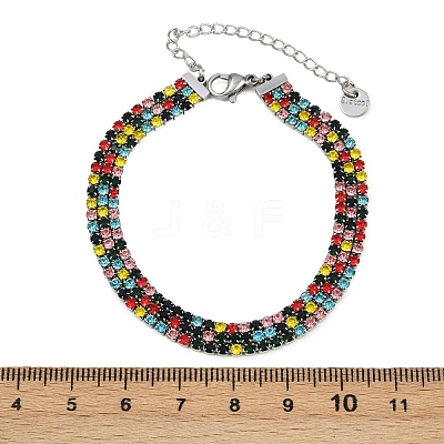 304 Stainless Steel Rhinestone Cup Chain Bracelets for Women BJEW-Z143-23P-01-1