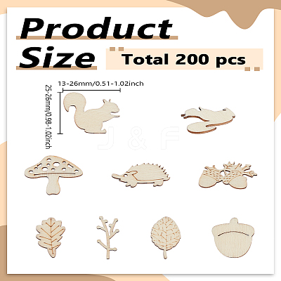 4 Sets Autumn Theme Unfinished Wooden Slices for Painting Arts WOOD-LP0001-07-1