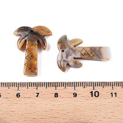 Natural Crazy Agate Coconut Tree Pendants X-G-N342-02F-1