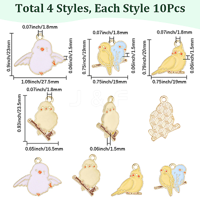 40Pcs 4 Styles Alloy Enamel Pendants ENAM-SC0007-54-1