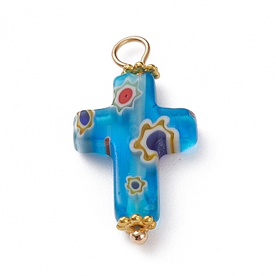 Handmade Millefiori Glass Pendants X-PALLOY-JF00577-1