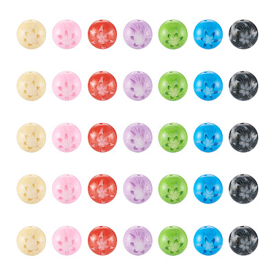 70Pcs 7 Colors Flower Opaque Resin Beads RESI-TA0001-55-1