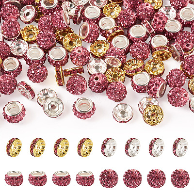 120Pcs 4 Styles Flat Round Iron Rhinestone Spacer Beads FIND-TA0005-68-1
