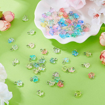 100Pcs 10 Style Transparent Acrylic Pendants PALLOY-TAC0229-1