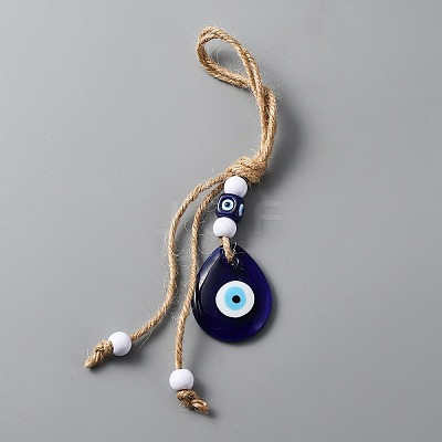 Glass Evil Eye Pendant Decorations HJEW-WH0006-54-1