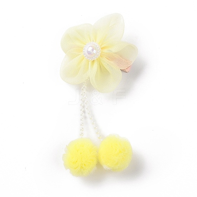 Flower Cloth Metallic Alligator Hair Clips LS-PHAR-D013-01B-1