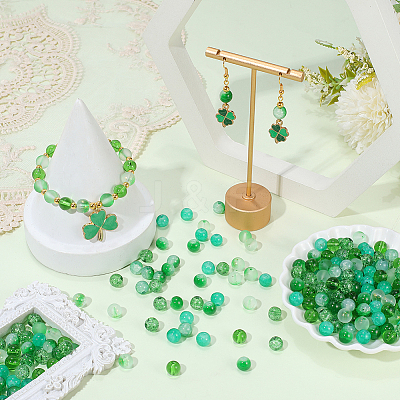 300Pcs 5 Styles Transparent Spray Painting Crackle Glass Beads GLAA-PA0001-57-1