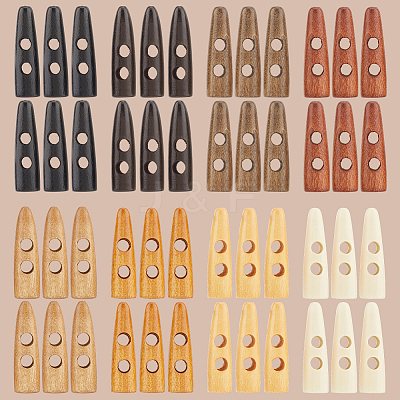 48Pcs 8 Colors 2-Hole Wood Buttons WOOD-GF0002-35A-1