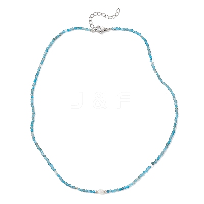2MM Faceted Round Natural Apatite Beaded Necklaces NJEW-JN05918-02-1
