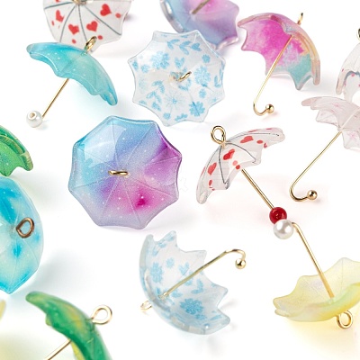 18Pcs 9 Style Printed Acrylic Pendants KY-LS0001-28-1