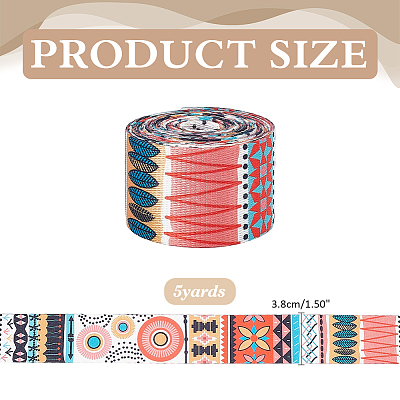 Boho Ethnic Pattern Polyester Webbing Ribbon OCOR-WH0120-61B-1