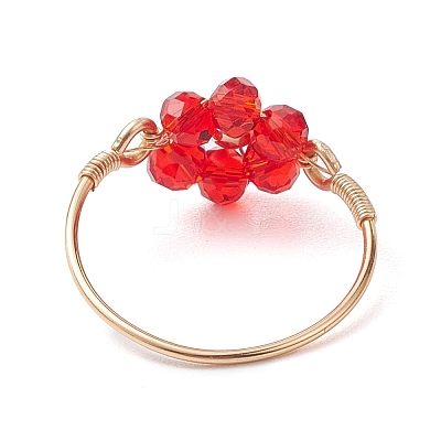 7Pcs 7 Styles Flower Glass Beads Finger Rings RJEW-JR00710-02-1