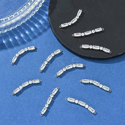 SHEGRACE Brass Pave Clear Cubic Zirconia Connector Charms XGRQ3P287-641P-1