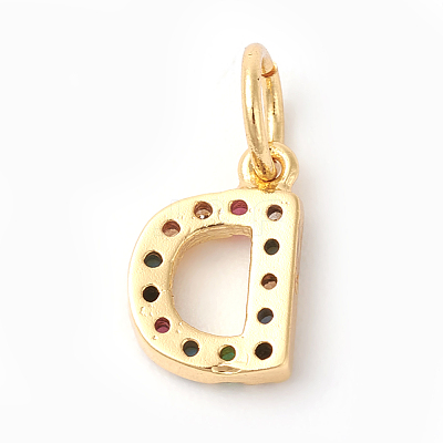 Brass Micro Pave Colorful Cubic Zirconia Charms ZIRC-F092-01-D-1