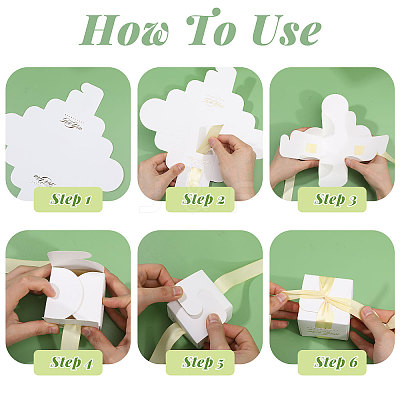 Wedding Paper Candy Gift Packaging Boxes with Polyester Ribbon CON-WH0105-08-1