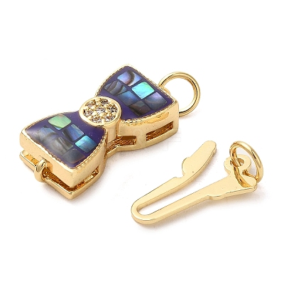 Brass Micro Pave Clear Cubic Zirconia Box Clasps KK-K385-095G-1