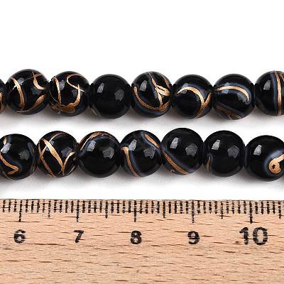 Baking Paint Glass Beads Strands DGLA-N010-8mm-10-1
