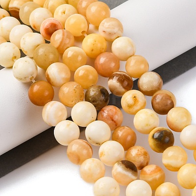 Natural Yellow Jade Beads Strands G-F591-17-8MM-1