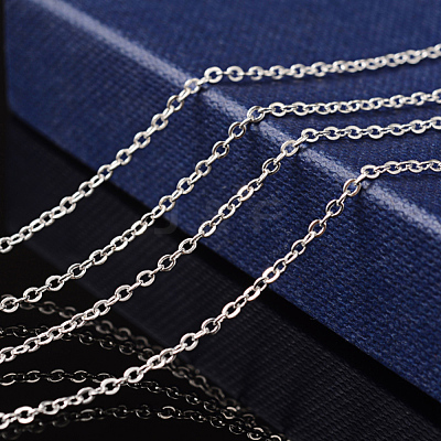 Nickel Free Silver Color Plated Brass Chain Necklaces X-SW028-S-1