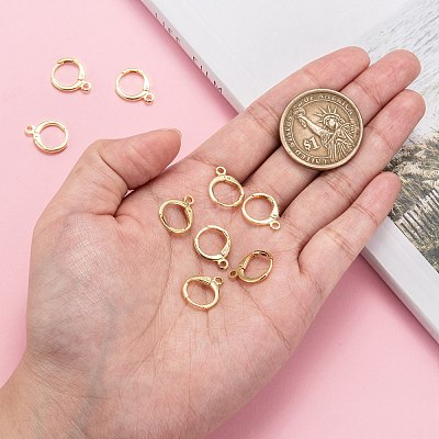 Brass Huggie Hoop Earring Findings X-KK-L179-04G-A-1