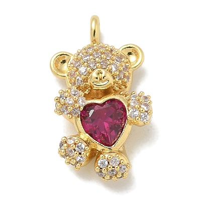 Rack Plating Brass Micro Pave Cubic Zirconia Pendants KK-L224-058G-1
