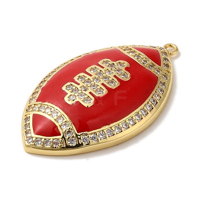 Rack Plating Brass Enamel with Cubic Zirconia Pendant KK-A229-32G-04-1