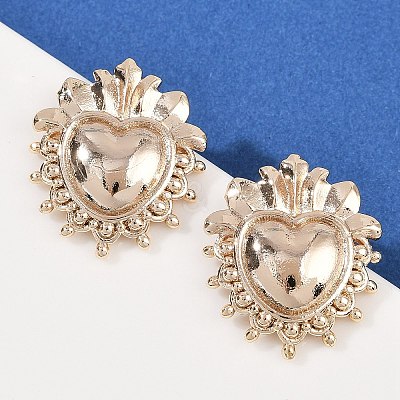 Brass Heart Stud Earrings EJEW-Z131-01KCG-1