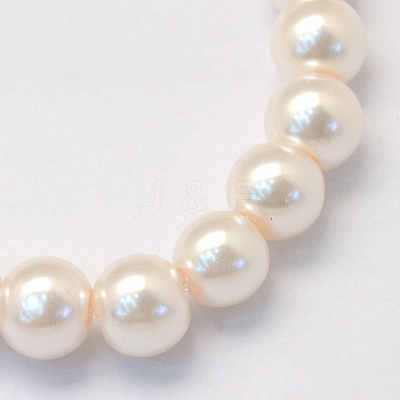 Baking Paint Pearlized Glass Pearl Round Bead Strands X-HY-Q330-8mm-41-1