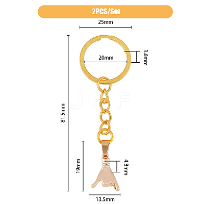 Pull Hook Gesture Alloy Pendant Keychain KEYC-WH0036-36A-1
