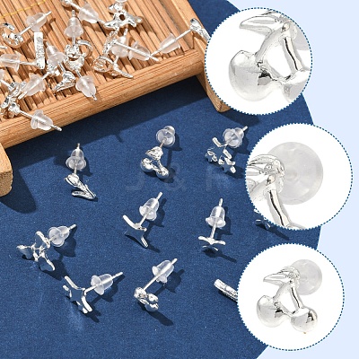 2 Pairs Alloy Stud Earrings for Women EJEW-FS0001-27C-1
