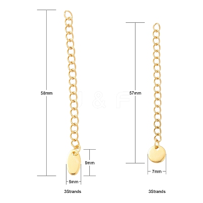 6Pcs 2 Style 304 Stainless Steel Chain Extender STAS-FS0001-17G-1