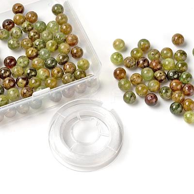 100Pcs 8mm Natural Green Garnet Round Beads DIY-LS0002-63-1
