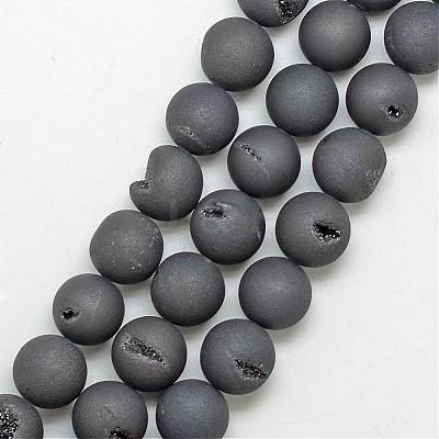 Electroplated Natural Druzy Geode Agate Beads Strands G-S238-18mm-05-1