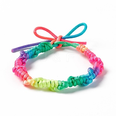 Colorful Polyester Braided Cord Bracelet BJEW-B065-05-1