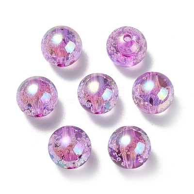 UV Plating Transparent Rainbow Iridescent Acrylic Beads TACR-D010-07G-1