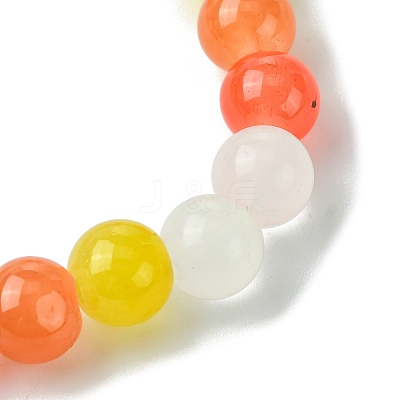 8mm Baking Paint Imitation Jade Glass Round Beaded Stretch Kids Bracelets for Girls Boys BJEW-JB10895-1