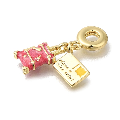 Brass Enamel European Dangle Charms KK-R002-22G-01-1