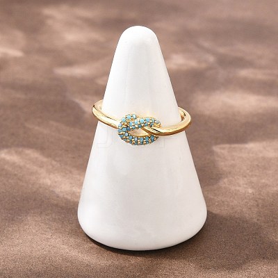 Brass Micro Pave Cubic Zirconia Finger Rings RJEW-C153-01G-1