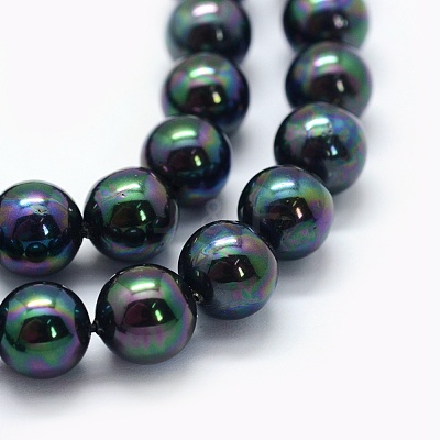 Electroplate Shell Pearl Beads Strands BSHE-F013-04-1
