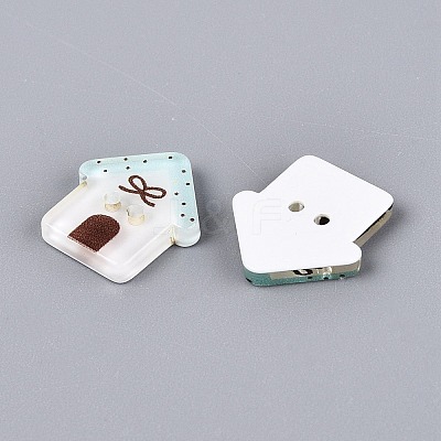 2-Hole Printed Resin Buttons BUTT-Q047-03-1