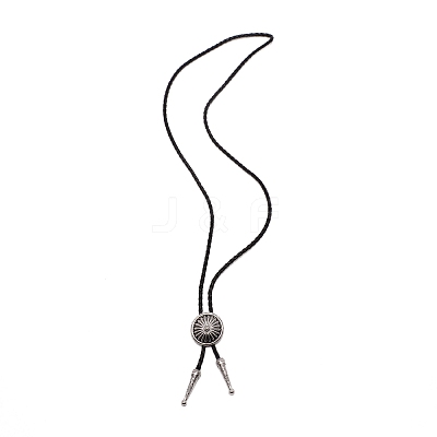 Engraved Flat Round Laria Necklace for Men Women NJEW-WH0011-15AS-1